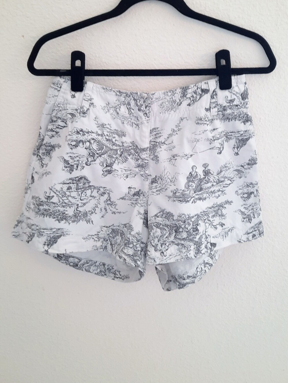 Women's White Toile Print Cotton Shorts